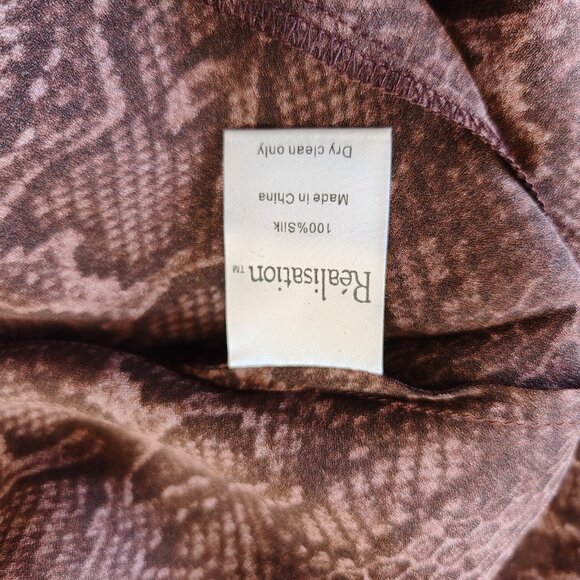 Realisation Par The Gia in Python Women Silk Maxi Dress Round Neck Long Sleeve - Picture 12 of 12